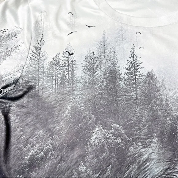 Forrest Snow Wolf 3D All Over Graphic Print Short Sleeve T-Shirt Unisex XL - Picture 4 of 12